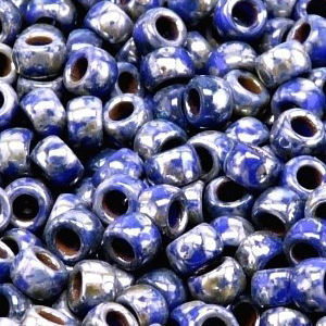 SBP6-420 - Matubo Czech size 6 seed beads - opaque blue picasso