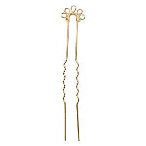 JF241-1 - metal 5-hole hair pins for jewellery making - gold