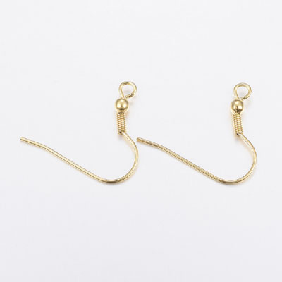 JF57-STST-1 - 304 Stainless Steel Earring Hooks, with Horizontal Loop - Gold colour