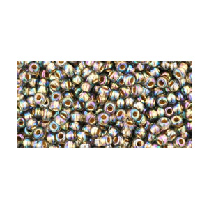 SB15JT-999 - Toho size 15 seed beads - gold-lined rainbow black diamond