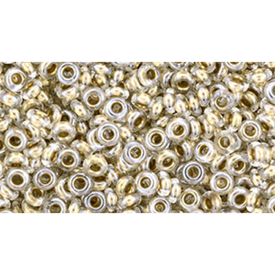 SB11JTD-989 - Toho size 11 demi-round seed beads - gold-lined crystal