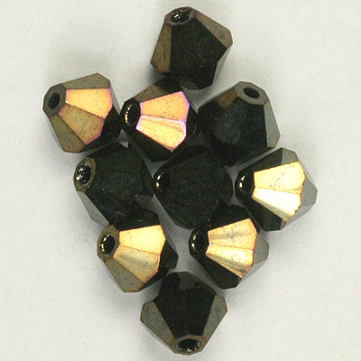 CCBIC03 146 Czech crystal bicones - Jet Brown Iris