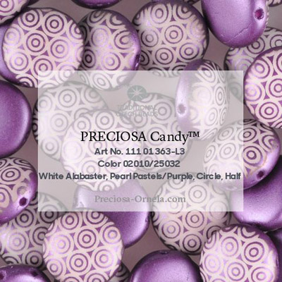 GBCDYLC08-335 Czech Candy Beads - pastel Bordeaux laser circles
