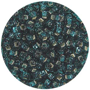 SB10-11 Preciosa Czech seed beads - silver lined green turquoise