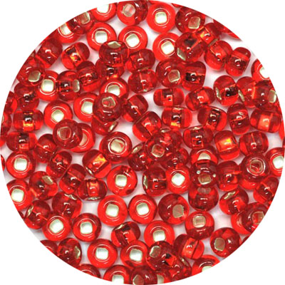 SB8-7L Preciosa Czech seed beads - silver lined light red