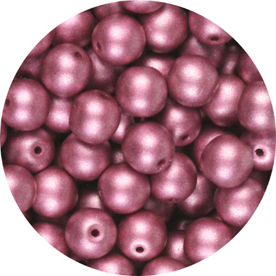 GBSR06-122 round pressed glass beads - matt metallic pink
