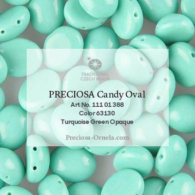 GBCDYOV12-140 Czech Candy Oval Beads - opaque turquoise green
