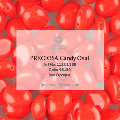 GBCDYOV12-143 Czech Candy Oval Beads - opaque red