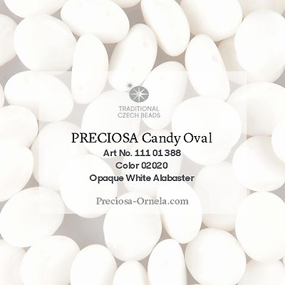 GBCDYOV12-2 Czech Candy Oval Beads - white alabaster