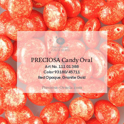 GBCDYOV08-757 Czech Candy Oval Beads - opaque red granite gold