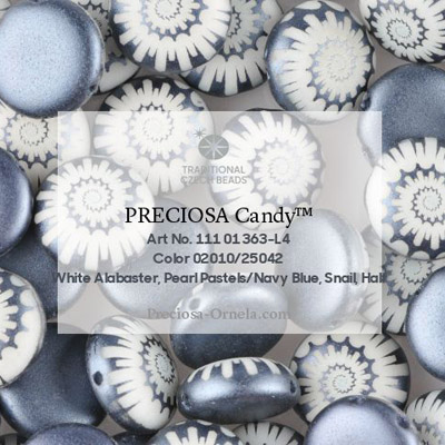 GBCDYLA08-318 Czech Candy Beads - pastel montana laser ammonite