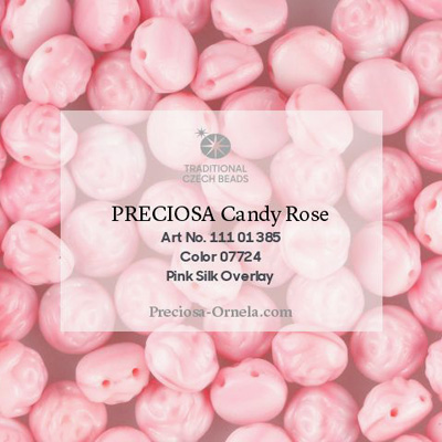GBCDYR08-401 Czech Candy Rose Beads - pink silk overlay