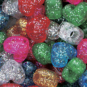 PB-HT SP-M3 heart pony beads - sparkle mixed colours