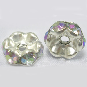 RBSW08-2 diamante rondelles, wavy edges - crystal AB
