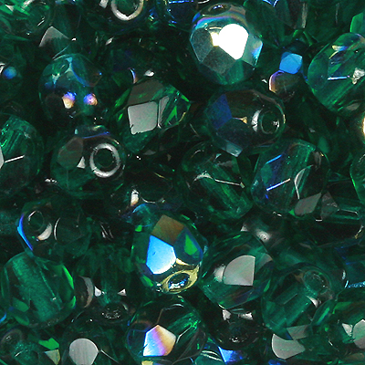 GBFP03-17AB - Czech fire-polished beads - Emerald AB