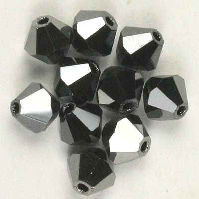 CCBIC03 72 2X - Czech crystal bicones - jet hematite (gunmetal)