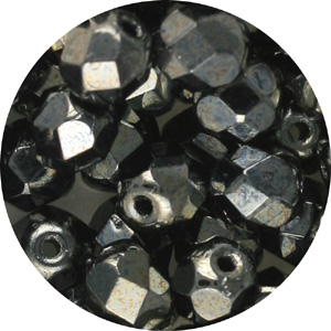 GBFP08 FC 3 - Czech fire-polished beads - gunmetal (hematite)