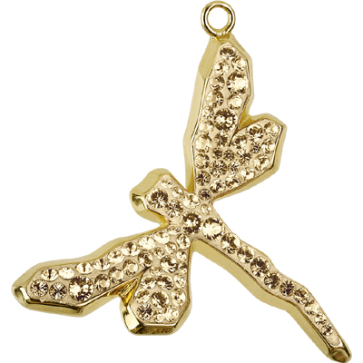 67523 30x25mm 001 GSHA - Pave Dragonfly Pendant - crystal golden shadow