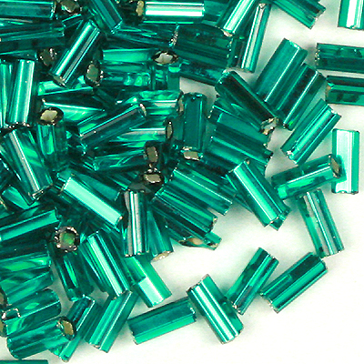 BB2-11 - Preciosa size 2 bugle beads - silver lined turquoise