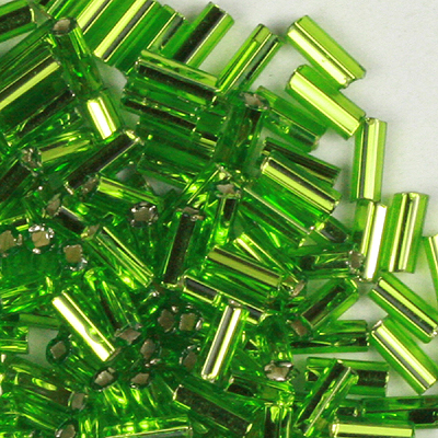 BB2-15 - Preciosa size 2 bugle beads - silver lined light green