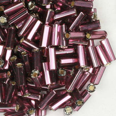 BB2-8 - Preciosa size 2 bugle beads - silver lined purple