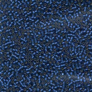 DB693 - Miyuki Delica Beads - semi matt silver lined medium blue, dyed 