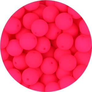GBSR08-90 - round pressed glass beads - neon pink