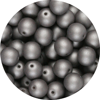 GBSR04-113 - round pressed glass beads - matt metallic steel grey