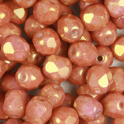 GBFP08-356 - Czech fire-polished beads - chalk red lustre