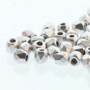 GBFP02-110 - Czech fire-polished beads - silver matt metallic