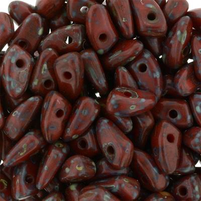 GBPR-424 - Prong beads - Opaque Red Picasso