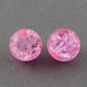 GBCR06-3 - glass crackle beads - pink