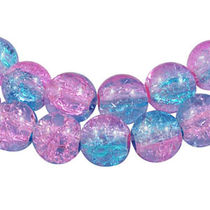 GBCR10-T2 - glass crackle beads - pink/aqua
