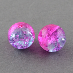 GBCR10-T3 - glass crackle beads - fuchsia/lilac