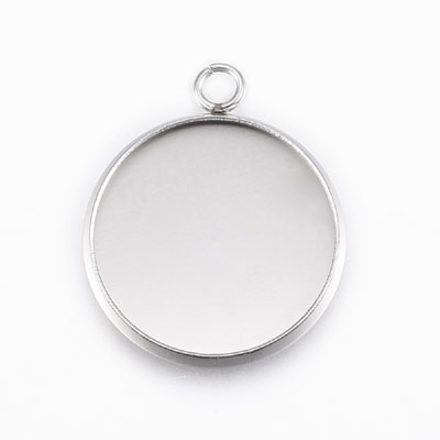 MCS1L18-STST-2 - 304 Stainless Steel Pendant Cabochon Settings - stainless steel colour