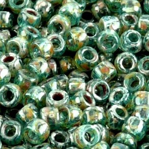 SBP6-440 - Matubo Czech size 6 seed beads - aquamarine picasso