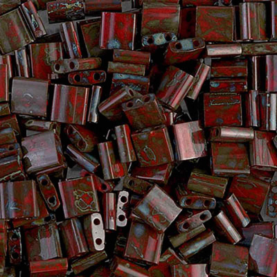 TL4521 - Miyuki Tila Beads - opaque red picasso