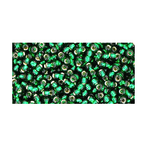 SB8JT-36 - Toho size 8 seed beads - silver lined emerald