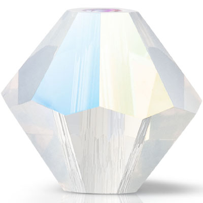 PCBIC06 PL O GL 1 - Preciosa crystal bicones - white opal glitter