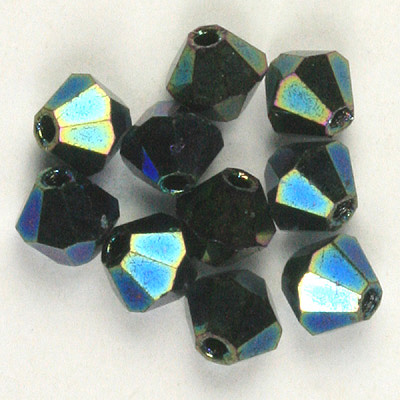 CCBIC04 145 - Czech crystal bicones - Jet Green Iris