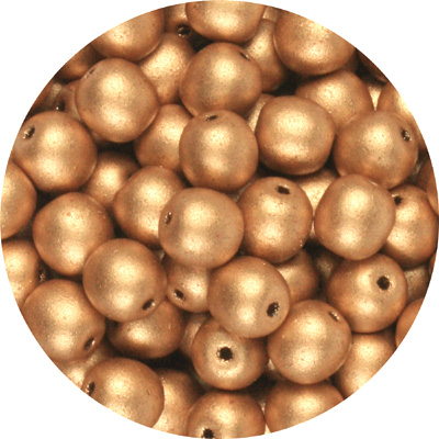 GBSR04-111 -  Czech round pressed glass beads - gold metallic