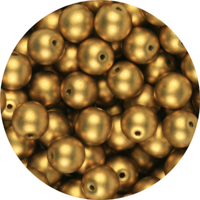 GBSR06-116 - round pressed glass beads - matt metallic olivine gold