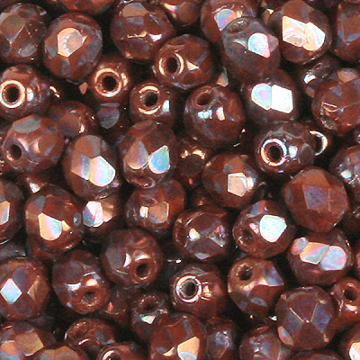 GBFP06-562 - Czech fire-polished beads - Opaque chocolate nebula