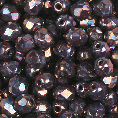 GBFP06-563 - Czech fire-polished beads - Opaque violet nebula