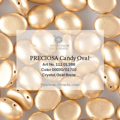 GBCDYOV06-111 - Czech Candy Oval Beads - gold matt metallic