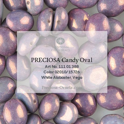 GBCDYOV12-305 - Czech Candy Oval Beads - alabaster vega