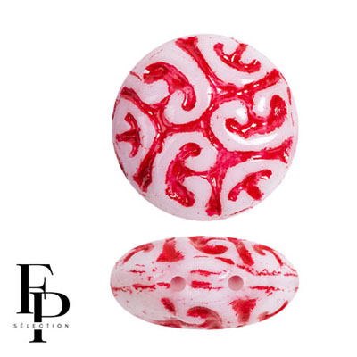 GBVCAB-FPS-957 - Czech Glass Vintage Cabochons - Aurora Red