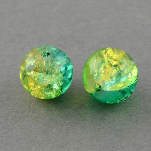 GBCR10-T4 - glass crackle beads - peridot/green turquoise