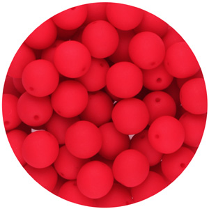 GBSR06-98 - round pressed glass beads - neon red
