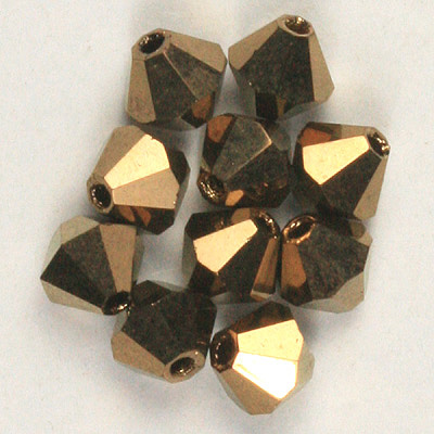 CCBIC06 151 2X - Czech crystal bicones - Jet Gold Bronze Fully Coated